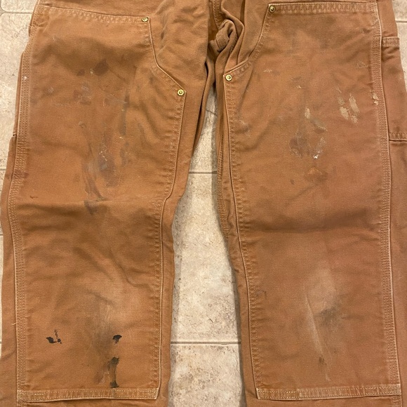 Mens Carhartt Loose Fit Double Knee Carpenter Pants Beige Sz 31x34 - Picture 3 of 13